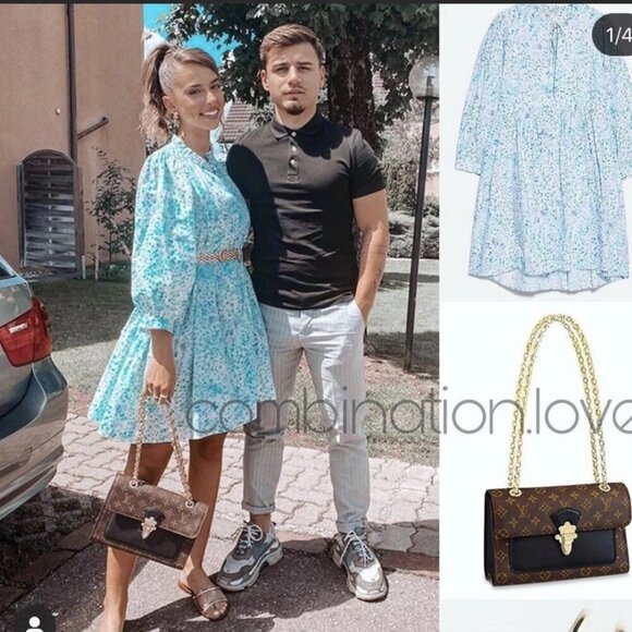 Zara Poplin Voluminous Floral Printed Mini Dress Blogger Favourite Blue Size XL - Picture 3 of 8